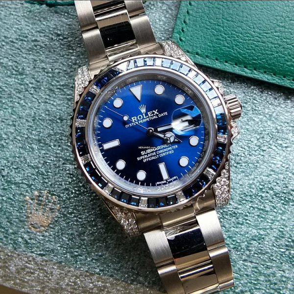 Rolex Submariner Date 116659 SABR 18K White Gold Diamonds Sapphires UNWORN - Image 4