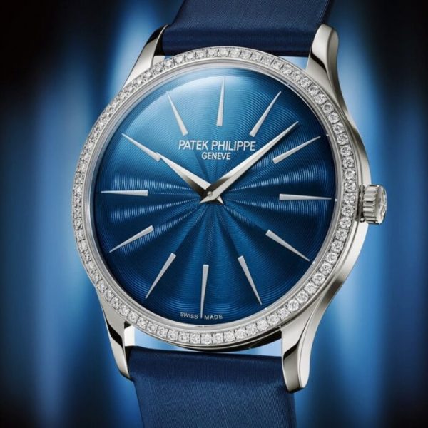 Patek Philippe Calatrava 35mm 18ct White Gold Blue Dial Diamond Set Bezel Ladies Watch - Image 4