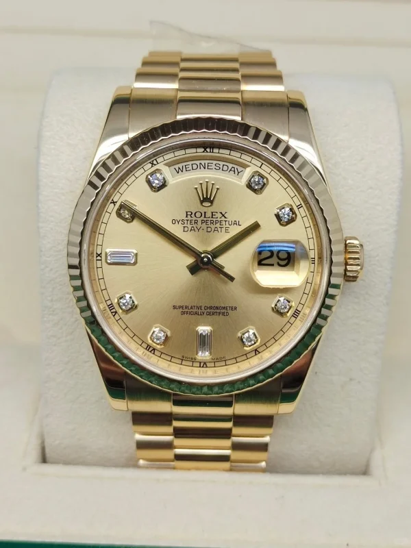 Rolex Day-Date Series Automatic Mechanical Movement Gold Dial 36mm Women’s Watch 118238-83208 - Image 2