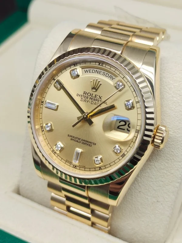 Rolex Day-Date Series Automatic Mechanical Movement Gold Dial 36mm Women’s Watch 118238-83208 - Image 3