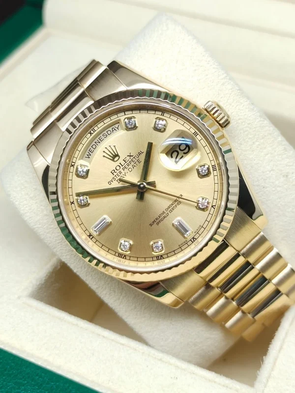 Rolex Day-Date Series Automatic Mechanical Movement Gold Dial 36mm Women’s Watch 118238-83208 - Image 4
