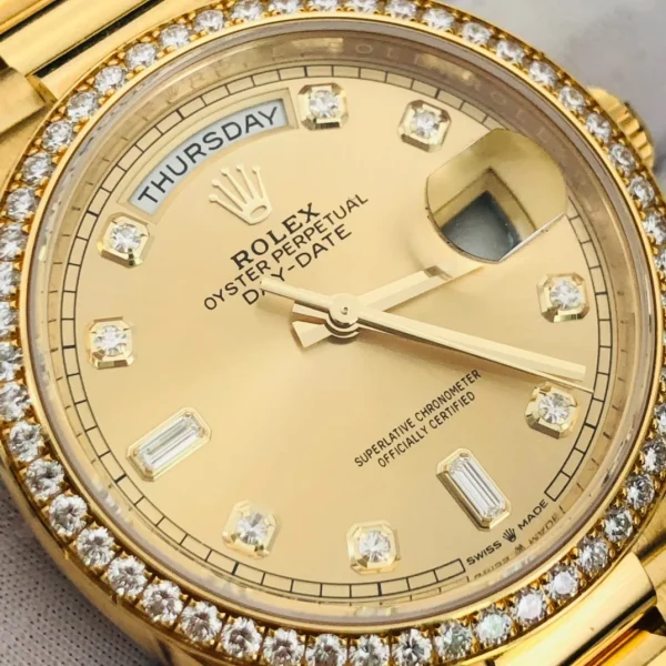 ROLEX Day-Date Series Automatic Mechanical Movement 36mm Gold Dial 128348-0008 - Image 3