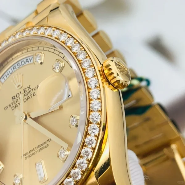ROLEX Day-Date Series Automatic Mechanical Movement 36mm Gold Dial 128348-0008 - Image 4