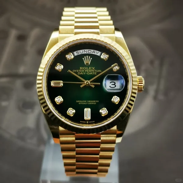 ROLEX Rolex Day-Date Series Automatic Mechanical Movement Smoked Green 36mm Green Dial 128238-0069 - Image 2