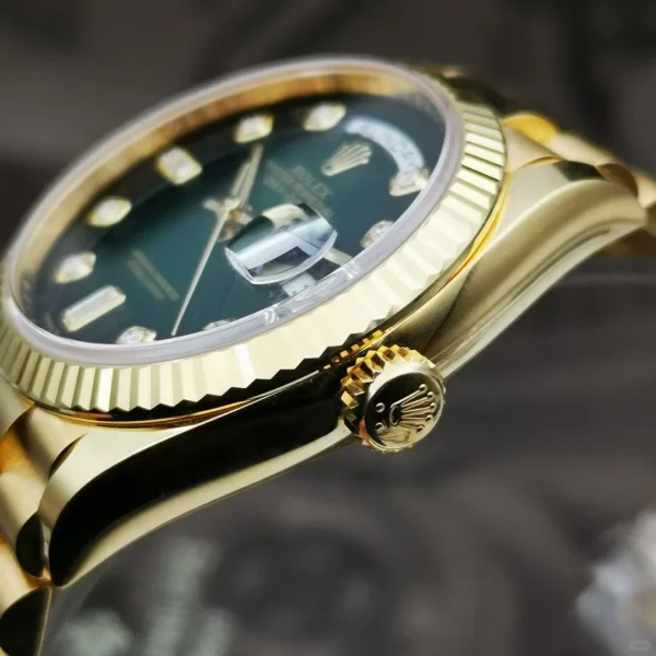 ROLEX Rolex Day-Date Series Automatic Mechanical Movement Smoked Green 36mm Green Dial 128238-0069 - Image 4