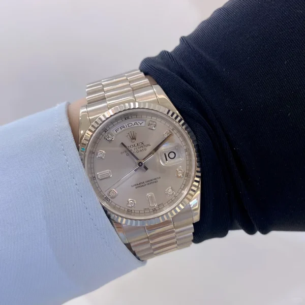 ROLEX Day-Date Series Automatic Mechanical Movement 36mm Silver Dial 118239 - Image 6