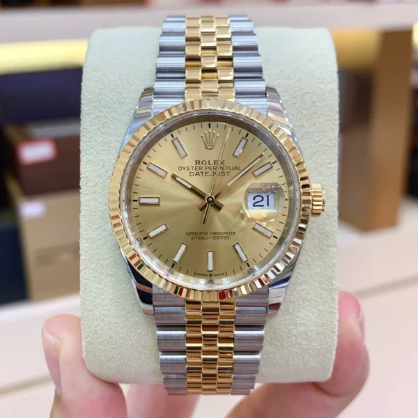 Rolex Datejust Series Automatic Mechanical Movement 36mm Gold Dial 126233-0015 - Image 3