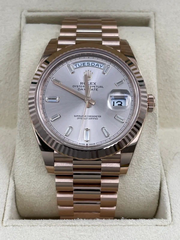 Rolex Day-Date Series Automatic Mechanical Movement 40mm Silver Dial Everose Case 228235-0004 - Image 2