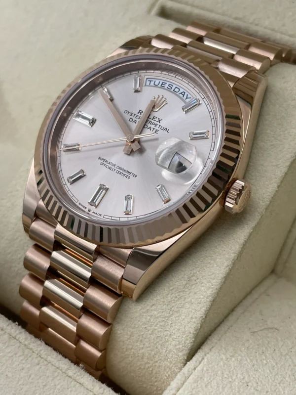 Rolex Day-Date Series Automatic Mechanical Movement 40mm Silver Dial Everose Case 228235-0004 - Image 3
