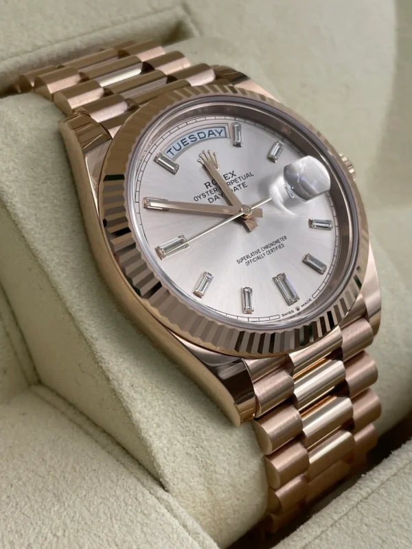 Rolex Day-Date Series Automatic Mechanical Movement 40mm Silver Dial Everose Case 228235-0004 - Image 4