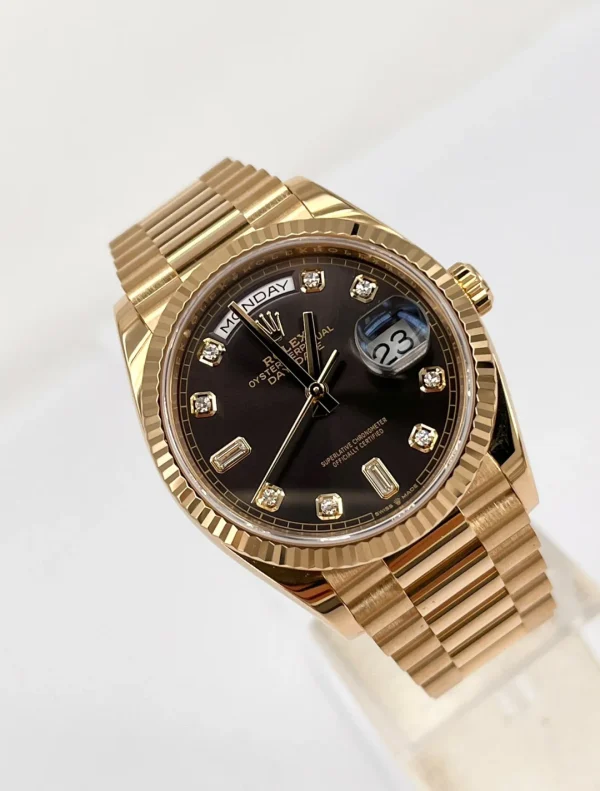 Rolex Day-Date Series Automatic Mechanical Movement Women’s Watch 36mm Brown Dial 128238-0022 - Image 8