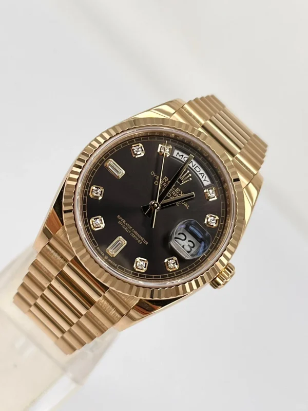 Rolex Day-Date Series Automatic Mechanical Movement Women’s Watch 36mm Brown Dial 128238-0022 - Image 9
