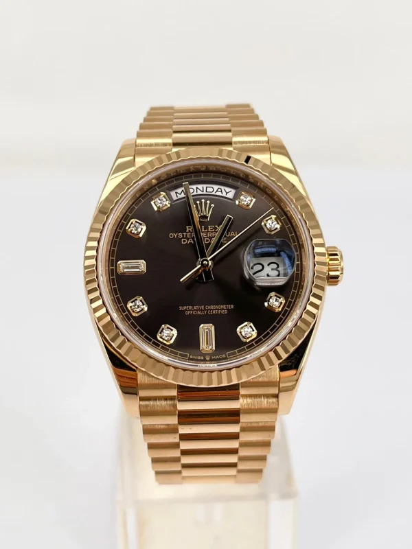 Rolex Day-Date Series Automatic Mechanical Movement Women’s Watch 36mm Brown Dial 128238-0022 - Image 10
