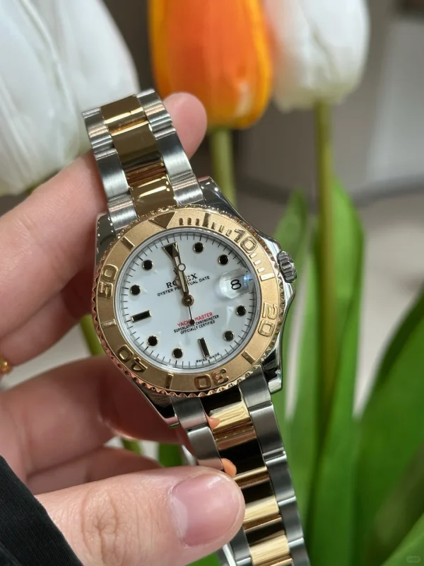 Rolex Yacht-Master Series Automatic Mechanical Movement 35mm Silver Dial Scratch-resistant Sapphire Mirror 168623 White Dial - Image 2