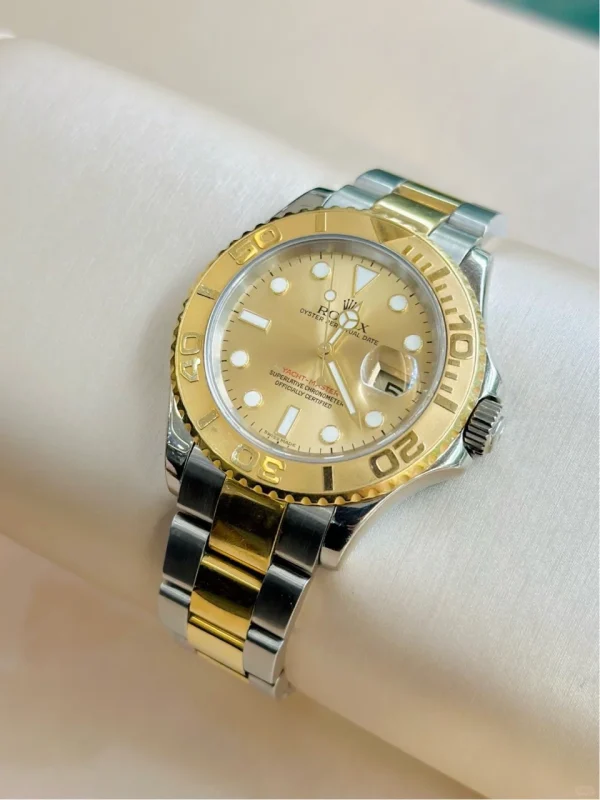 Rolex Yacht-Master, Gold Steel, Champagne Dial Watch, Scratch Resistant Sapphire Mirror 16623 - Image 3
