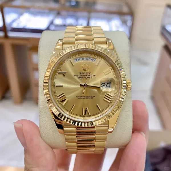 Rolex Day-Date Automatic Mechanical Movement Date and Week Display Roman Markers 40mm Gold Dial 228238-0006 - Image 2