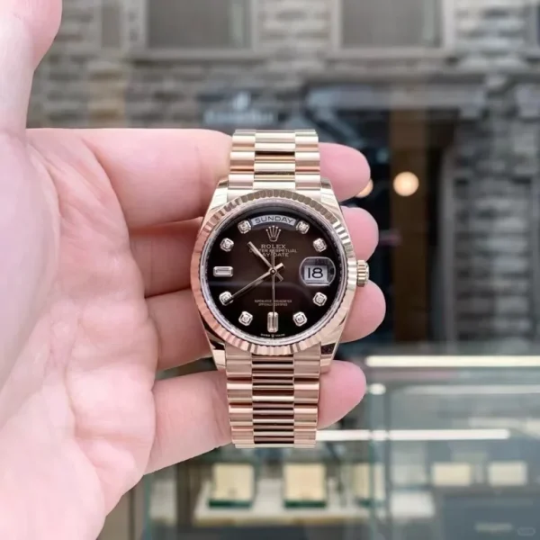 Rolex Day-Date Automatic Mechanical Movement Oyster Perpetual DayDate Watch 36mm Brown Dial 128235-0037 - Image 2