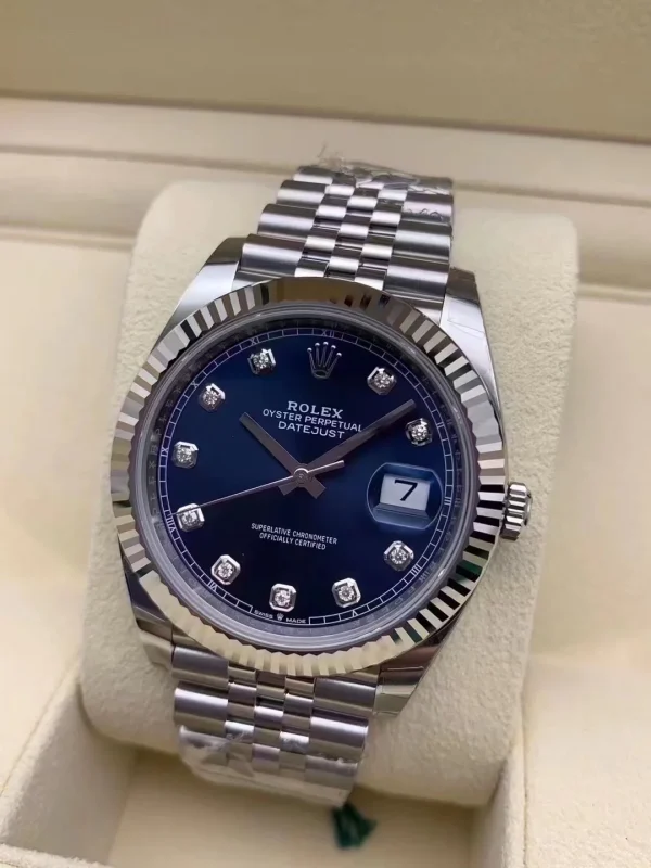 Rolex Datejust 41MM Scratch-resistant sapphire mirror Bright blue dial 126334-0016 - Image 3