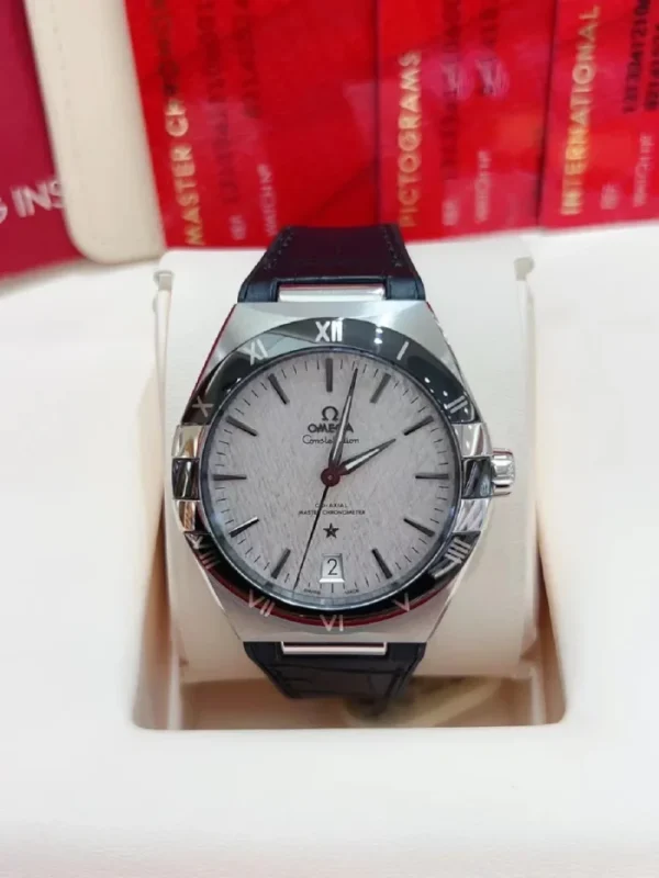 OMEGA Constellation Automatic Mechanical Movement 41mm Grey Dial Stainless Steel Case Alligator Leather Rubber Strap 131.33.41.21.06.001 - Image 2