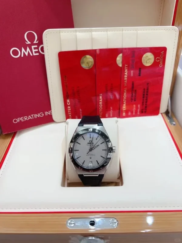 OMEGA Constellation Automatic Mechanical Movement 41mm Grey Dial Stainless Steel Case Alligator Leather Rubber Strap 131.33.41.21.06.001 - Image 4