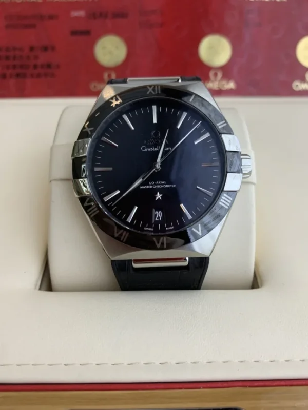 OMEGA Constellation series automatic mechanical movement Master Chronometer Men’s watch 41mm black dial stainless steel case leather strap 131.33.41.21.01.001 - Image 2