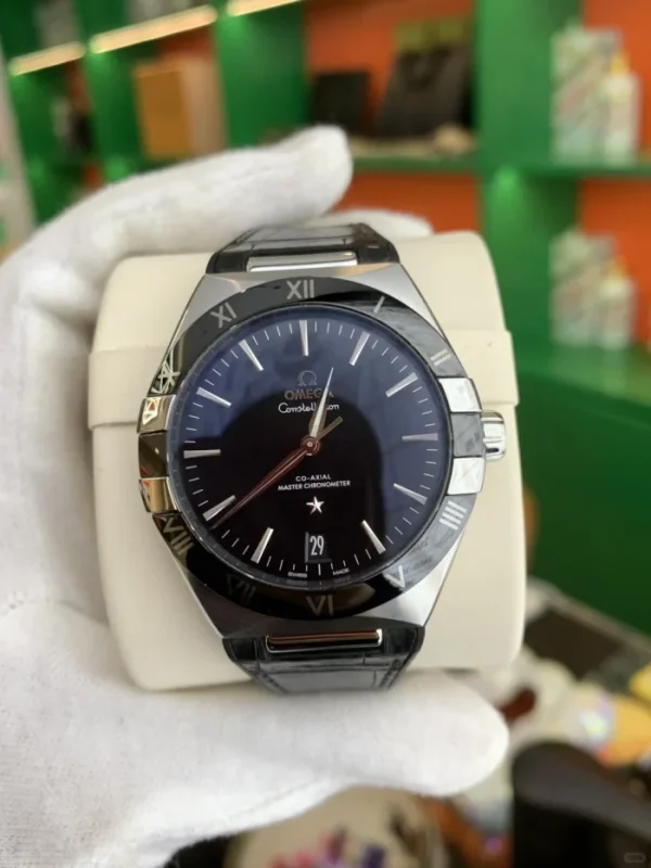 OMEGA Constellation series automatic mechanical movement Master Chronometer Men’s watch 41mm black dial stainless steel case leather strap 131.33.41.21.01.001 - Image 3