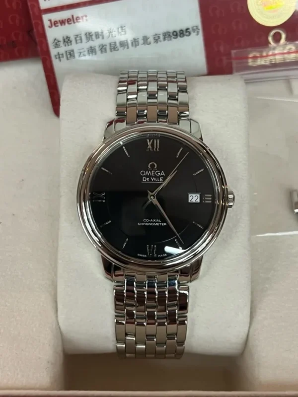 OMEGA De Ville Classic Series Automatic Mechanical Movement Roman Scale 36.8mm Black Dial 424.10.37.20.01.001 - Image 4