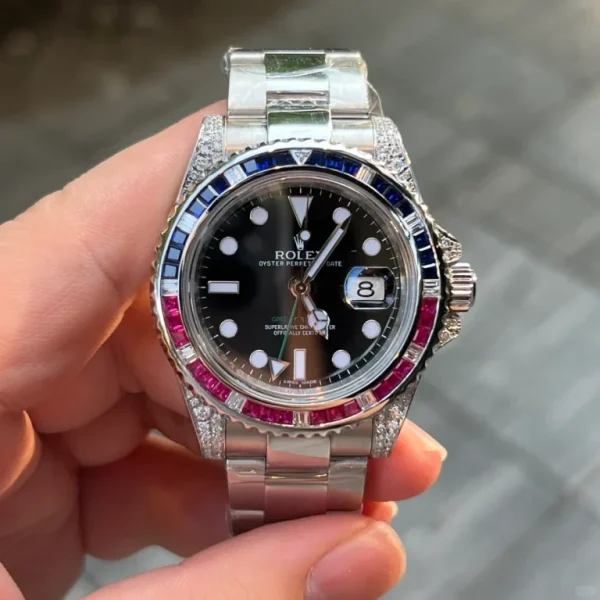 Rolex GMT Master 2 Iced Lugs Sapphire Diamond Ruby Bezel 40mm 116710 - Image 2