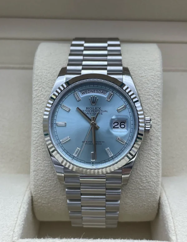 Rolex Day-Date Series Automatic Mechanical Movement Ice Blue Dial Women’s Watch 36mm Blue Dialm128236-0009 - Image 2