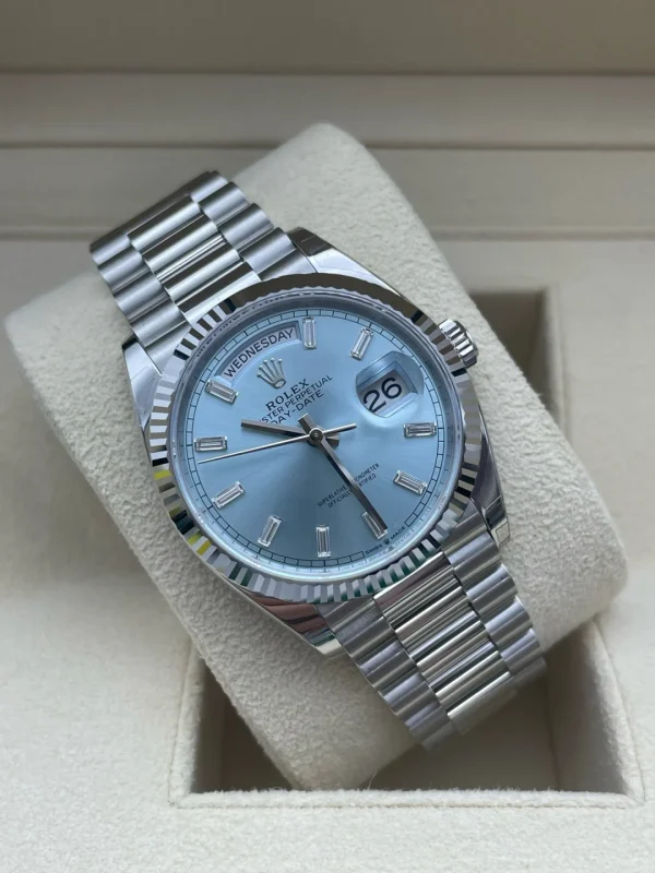 Rolex Day-Date Series Automatic Mechanical Movement Ice Blue Dial Women’s Watch 36mm Blue Dialm128236-0009 - Image 3