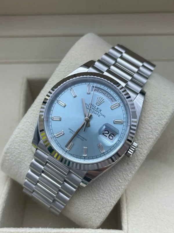 Rolex Day-Date Series Automatic Mechanical Movement Ice Blue Dial Women’s Watch 36mm Blue Dialm128236-0009 - Image 4