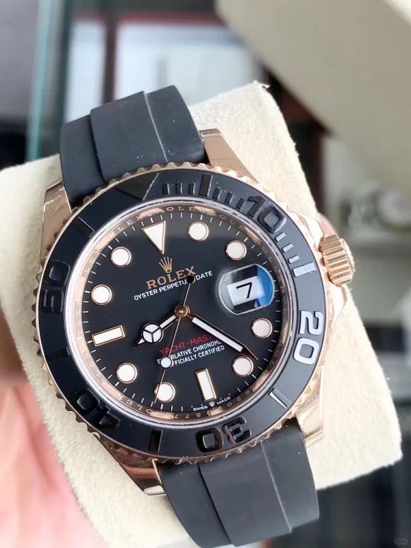 Rolex Yacht-Master Automatic Mechanical Movement Men’s 40mm Black Dial Rose Gold Case Rubber Strap M126655-0002 - Image 3
