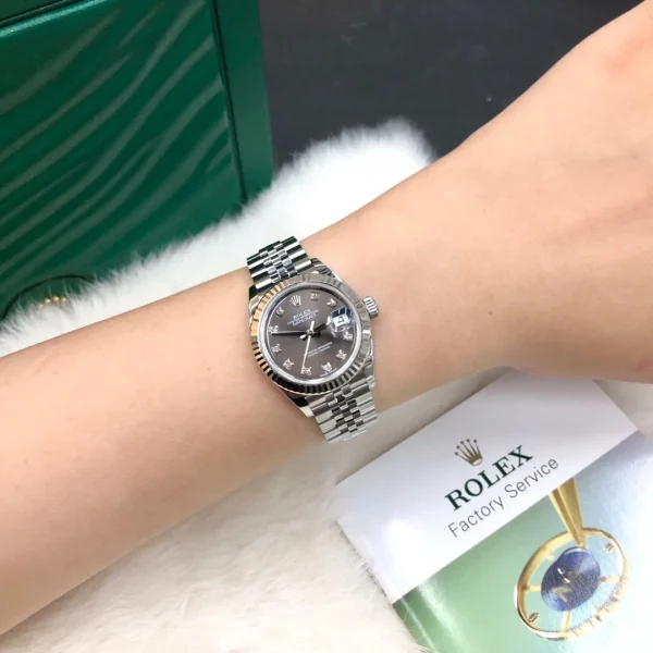 Rolex Ladies Datejust Series Automatic Mechanical Movement Women’s Watch 28mm Silver Dial Oystersteel Case Oystersteel Bracelet M279174-0015 - Image 7