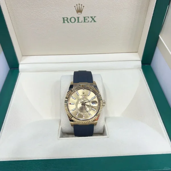 Rolex Sky-Driving Series Automatic Mechanical Movement Dual Time Zone/100m Waterproof Men’s Watch Swiss Watch 42mm Gold Dial Gold Case M336238-0001 - Image 2
