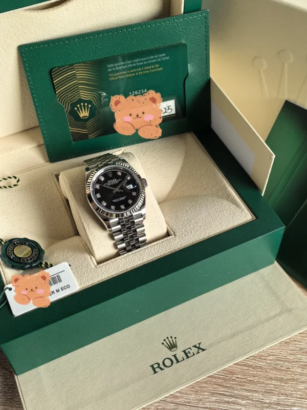 Rolex Datejust Series Automatic Mechanical Movement 100m Waterproof Unisex Swiss Watch 36mm Black Dial M126234-0027 - Image 5