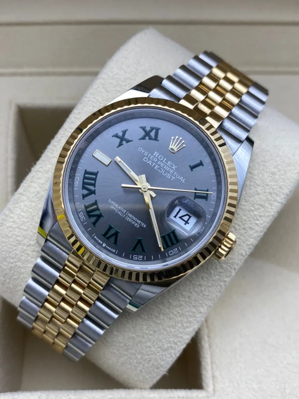Rolex Datejust series automatic mechanical movement date display 100 meters water resistant unisex Swiss watch 36mm gray dial m126233-0035 - Image 4