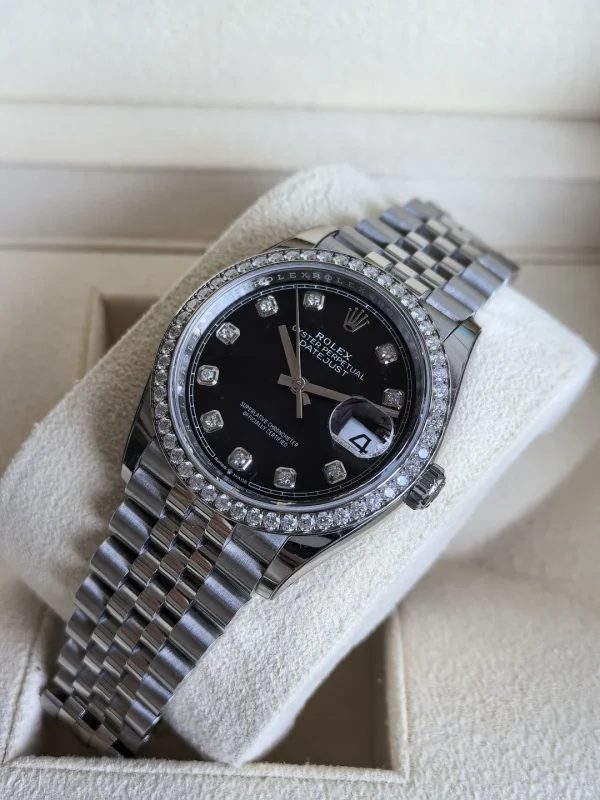 Rolex LadiesDatejust series automatic mechanical movement 100 meters waterproof women’s watch Swiss watch 36mm black dial oyster steel strap m126284rbr-0019 - Image 4