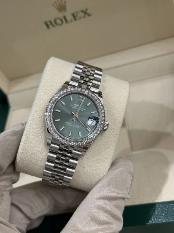 Rolex Ladies Datejust Series Mechanical Movement Waterproof Automatic Mechanical Watch Date Display Swiss Watch 31mm Green Dial M278384RBR-0022 - Image 9