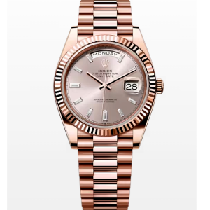 Rolex Day-Date Series Automatic Mechanical Movement 40mm Silver Dial Everose Case 228235-0004