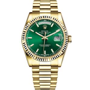 Rolex Day-Date Automatic Mechanical Movement Luminous Hour Markers Unisex 36mm Green Dial 118238-0433
