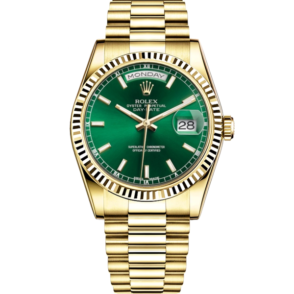 Rolex Day-Date Automatic Mechanical Movement Luminous Hour Markers Unisex 36mm Green Dial 118238-0433