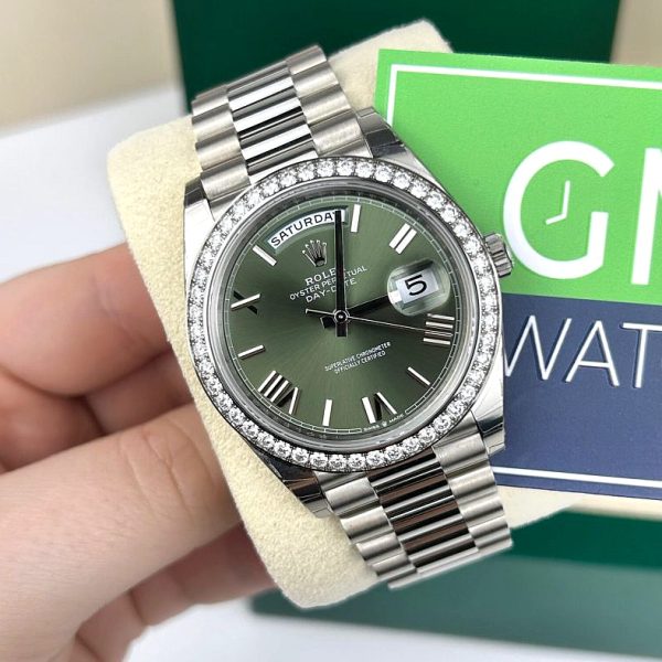 Rolex Day-Date Series Automatic Mechanical Movement 100m Waterproof Date Display Men’s Watch Swiss Watch 41mm Gold Dial 218238 Gold Dial - Image 5