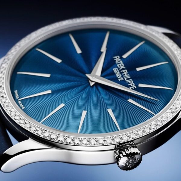 Patek Philippe Calatrava 35mm 18ct White Gold Blue Dial Diamond Set Bezel Ladies Watch - Image 3