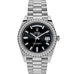 Rolex Day-Date Automatic Mechanical Movement 100m Waterproof Date Display Men’s Watch Swiss Watch 40mm Black Dial White Gold Case M228349RBR-0003