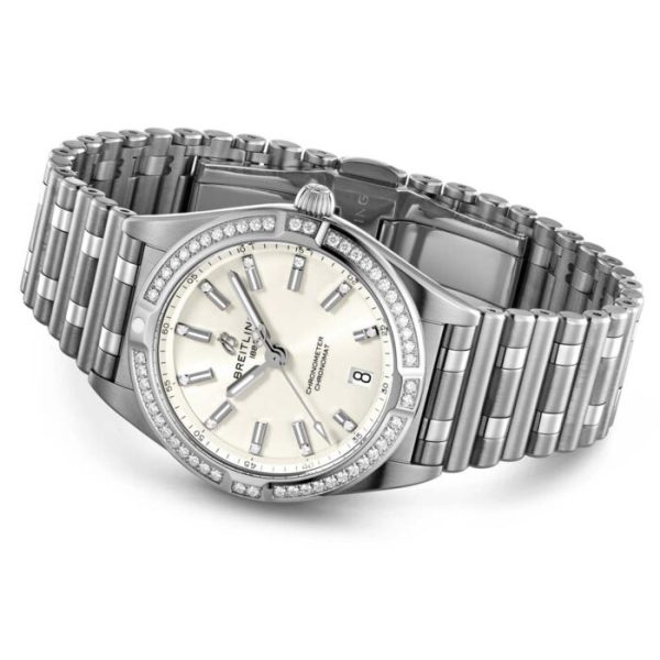 Breitling Chronomat 32mm White Dial Diamond Ladies Quartz Watch A77310591A1A1 - Image 4