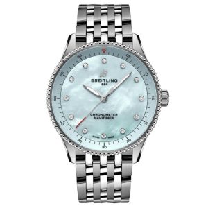 Breitling Navitimer 32mm Blue MOP Diamond Dot Dial Quartz Ladies Watch A77320171C1A1