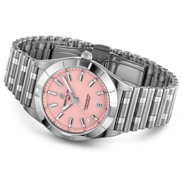 Breitling Chronomat 32mm Pink Dial Diamond Ladies Quartz Watch A77310101K1A1 - Image 4
