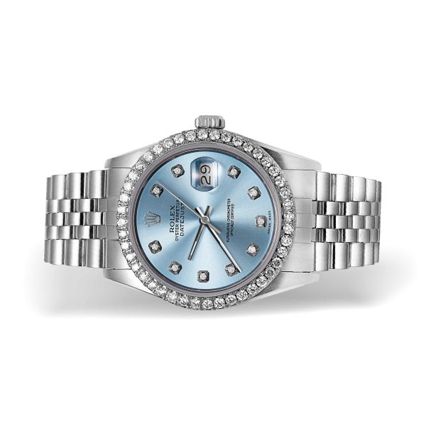 Rolex Datejust Diamond Bezel Watch 36 mm Ice Blue Dial 16234 - Image 9