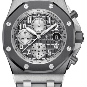Audemars Piguet Royal Oak Offshore Selfwinding Chronograph Stainless Steel Grey Dial Silver Sub Dials Grey Ceramic Bezel