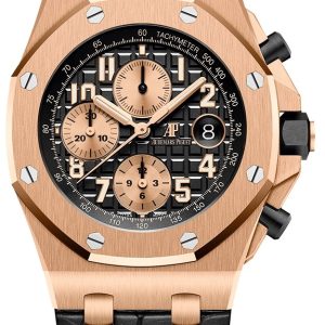 Audemars Piguet Royal Oak Offshore Selfwinding Chronograph Rose Gold Black Dial Rose Sub Dials Ceramic Bezel